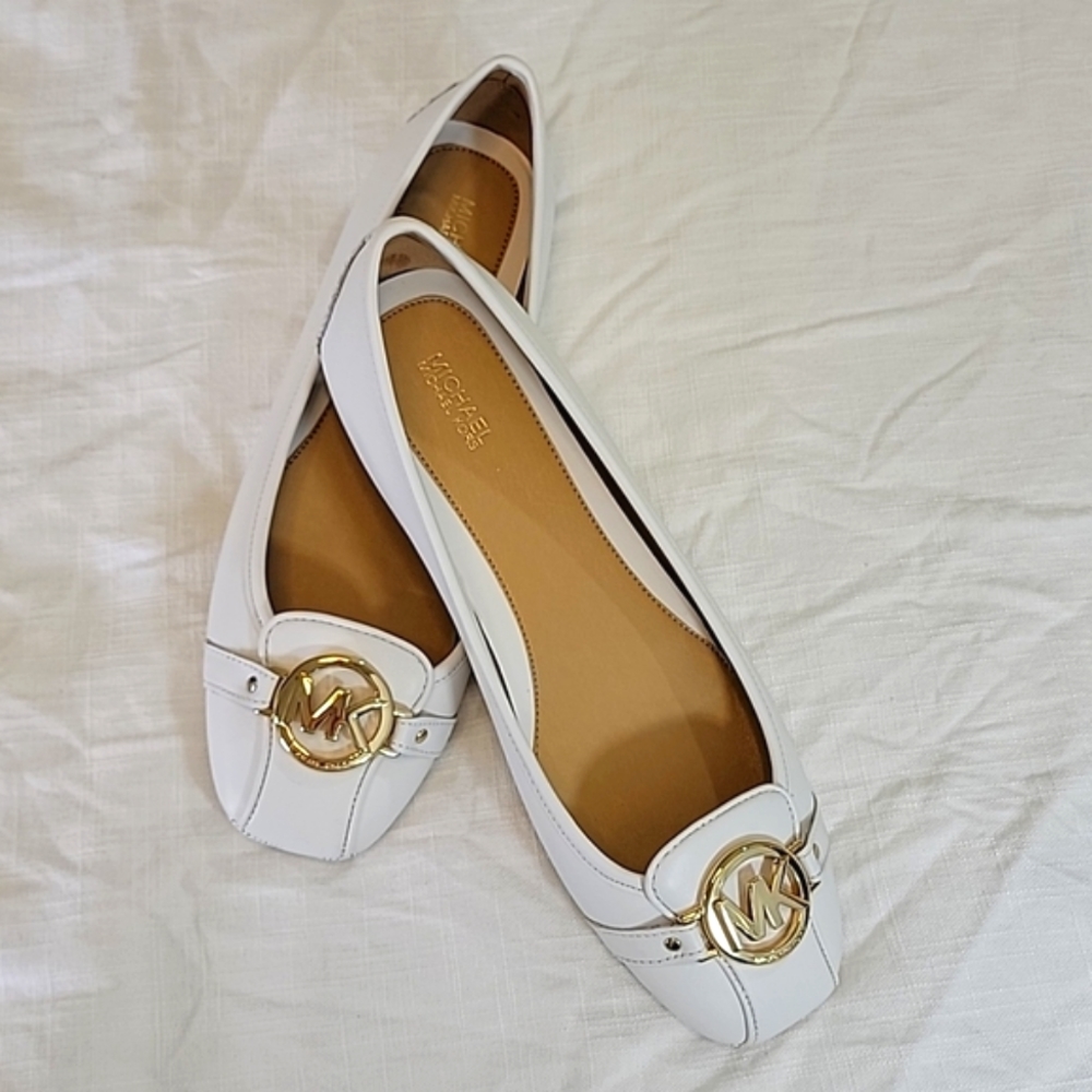 Michael Kors Optic White Leather Fulton Moc Soze 10 NIB